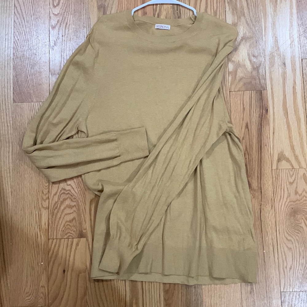 Merona Wool/Nylon/Cotton Sweater Tan Soft Large